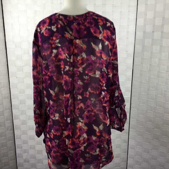 Apt. 9 Burgandy Sheer Tunic Blouse, Size Large - Picture 7 of 7